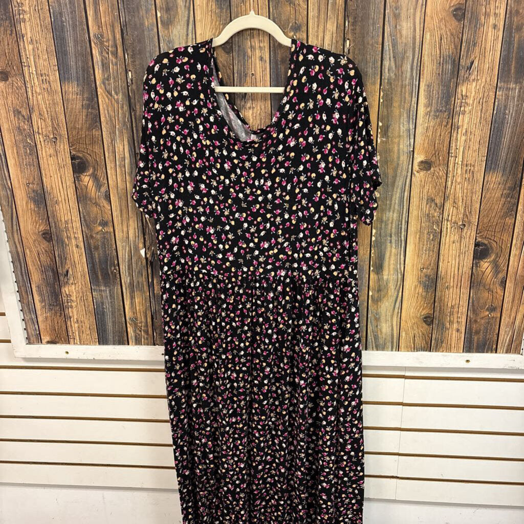 Buttery Soft Black Floral Dress, Womens 3X