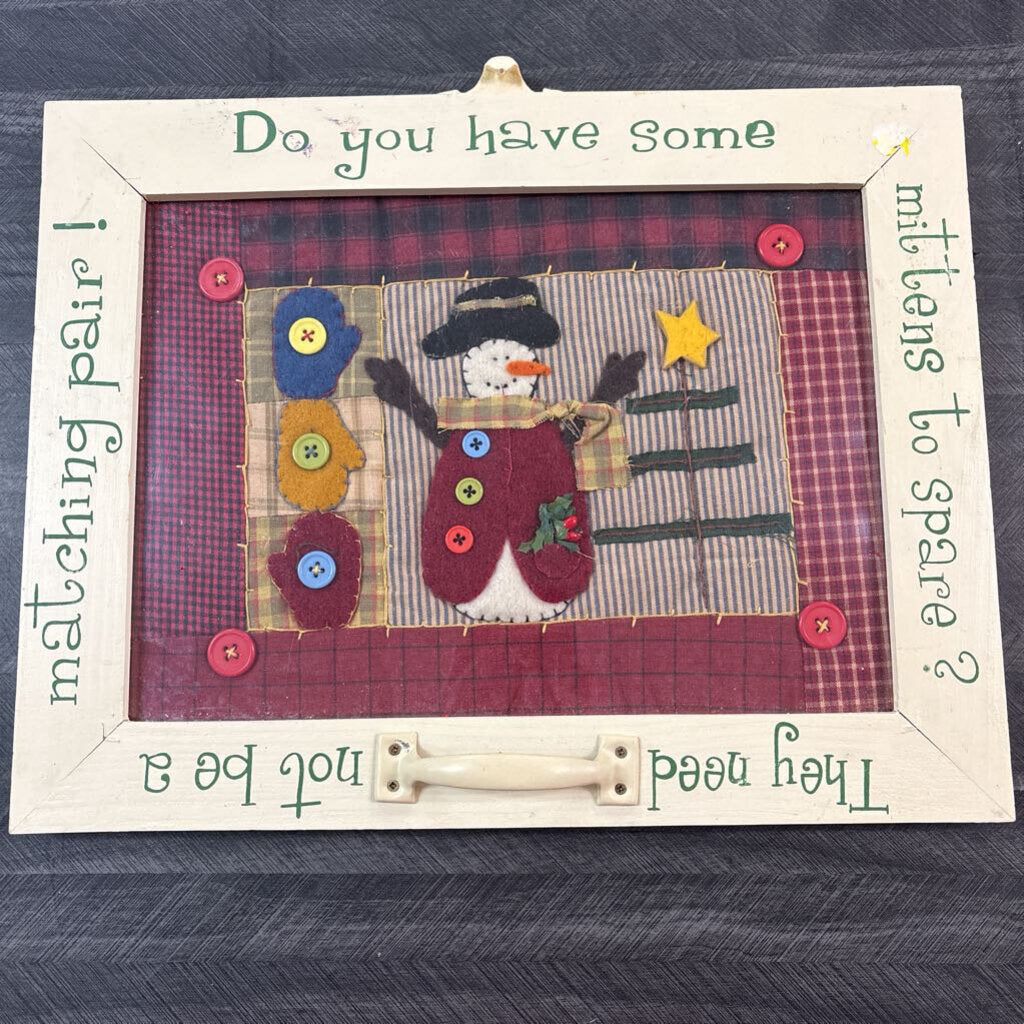 Primitive Snowman Wall Hanging - NO SHIP - 15x12