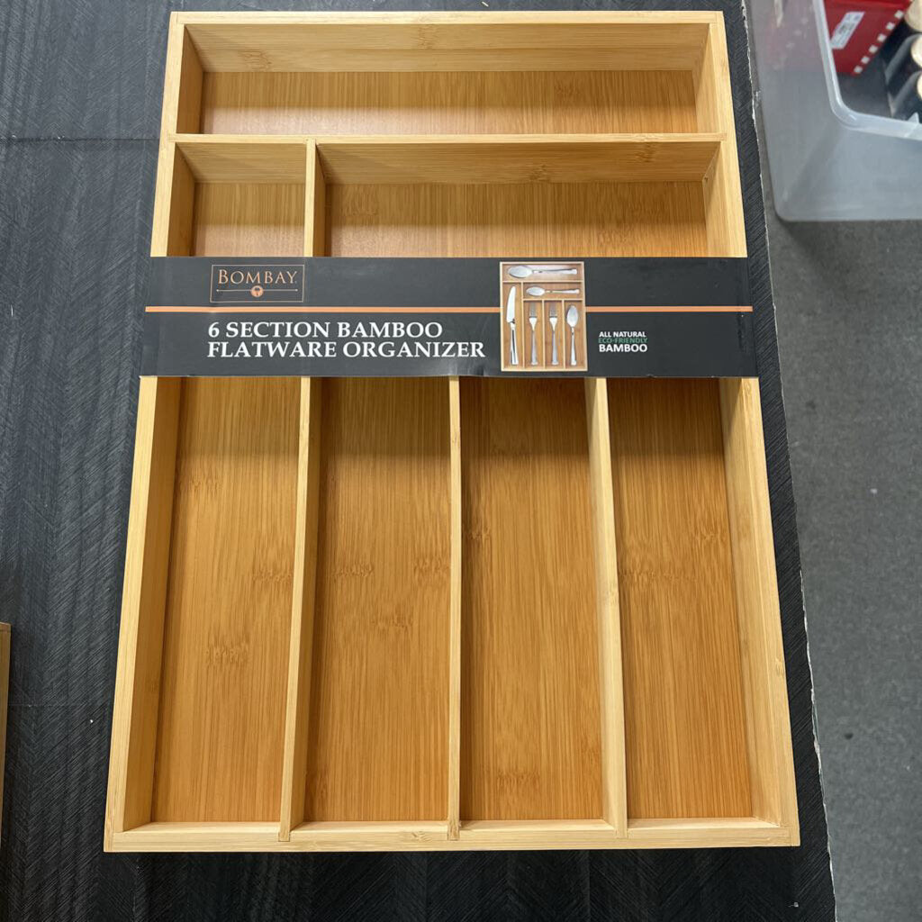 Bamboo Flatware Organizer (1) - NO SHIP - 12x17