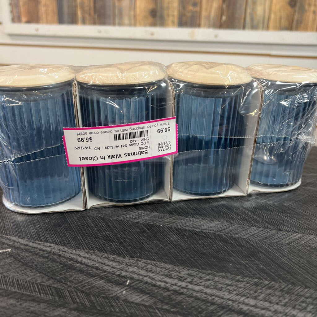 4 PC Glass Set w/ Lids - NO SHIP - 4x2