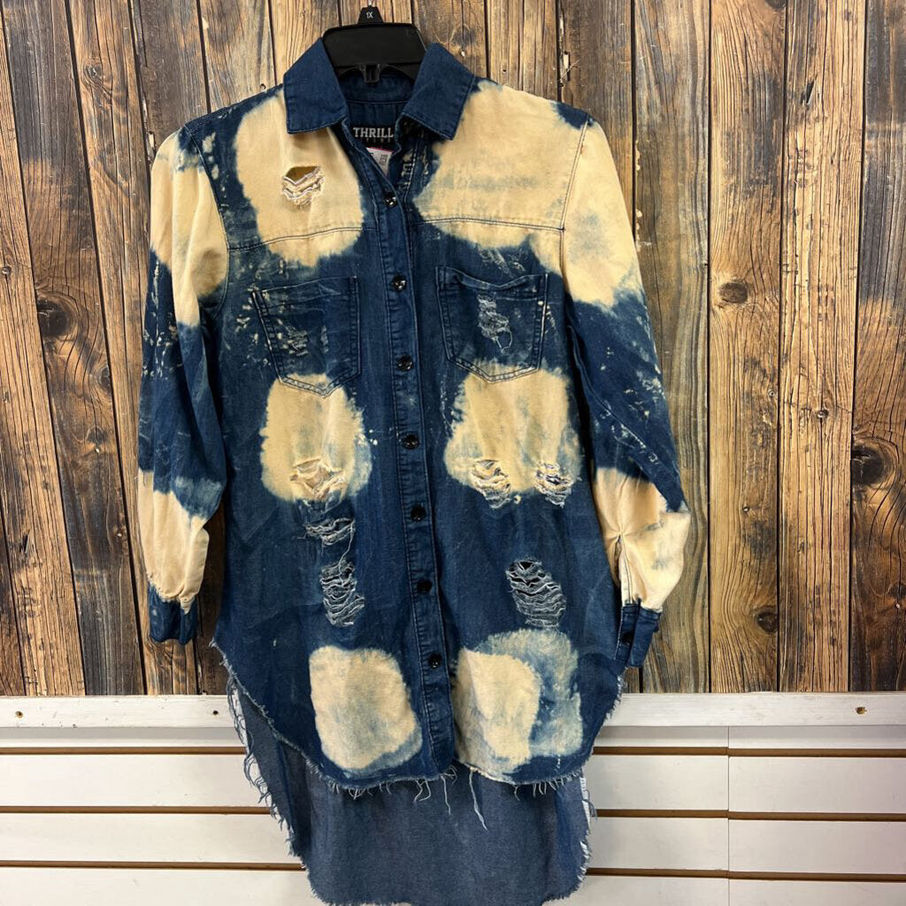 Acid Wash Denim Tunic, Womens L