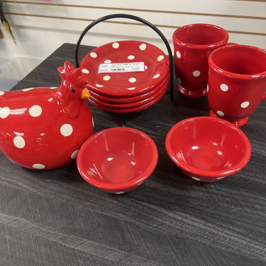 Earthenware Red Set 9pc Set - NO SHIP