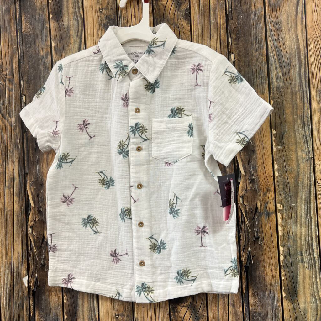 NWT Palm Tree Button Up, Mens 4/5