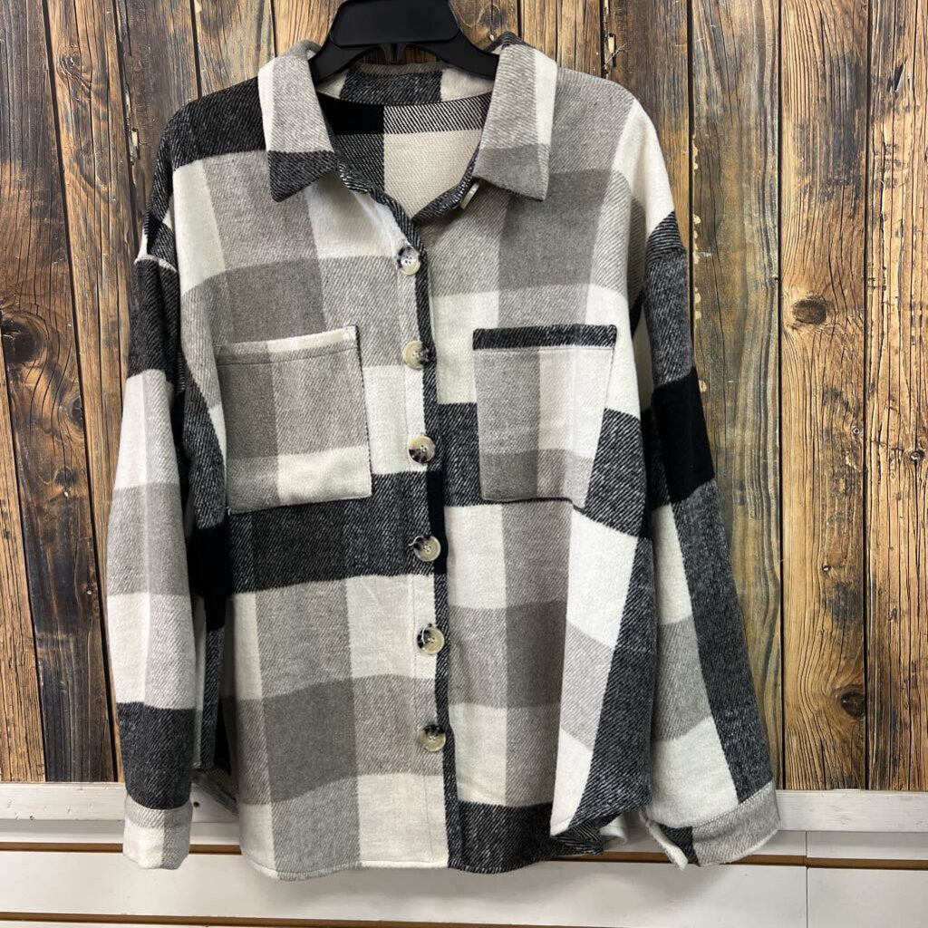 Black Plaid Shacket, Womens XL