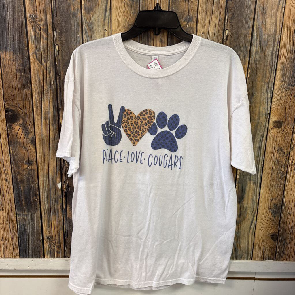 Peace Love Cougars Tee, Women's XL