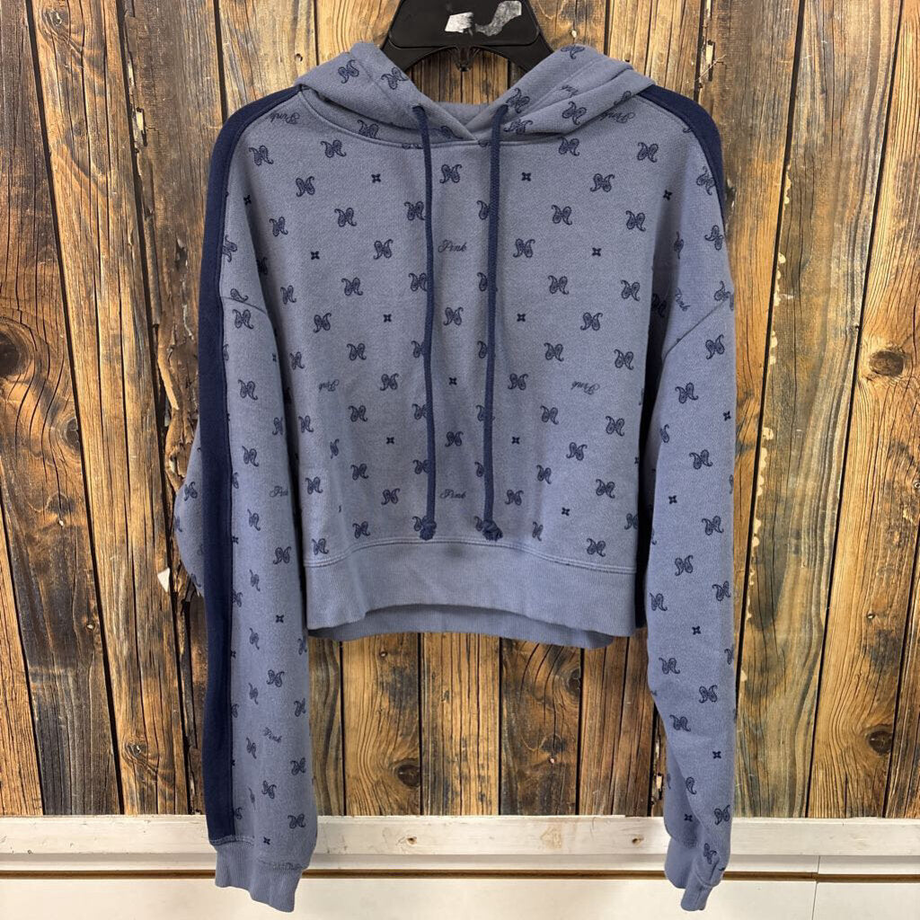 PINK Blue Crop Hoodie, Womens XS