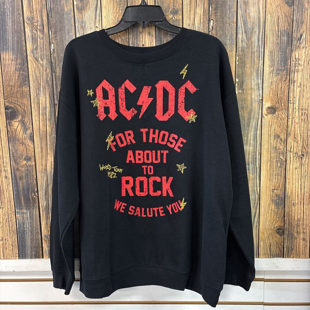 ACDC Black Sweatshirt, Womens XL
