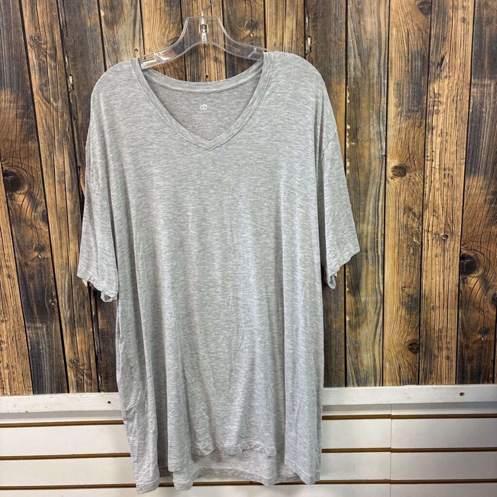 Bamboo Grey V-Neck Top, Mens 2X