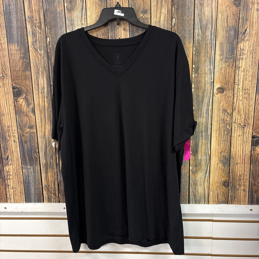 Bamboo Black V-Neck Top (1), Mens 3X