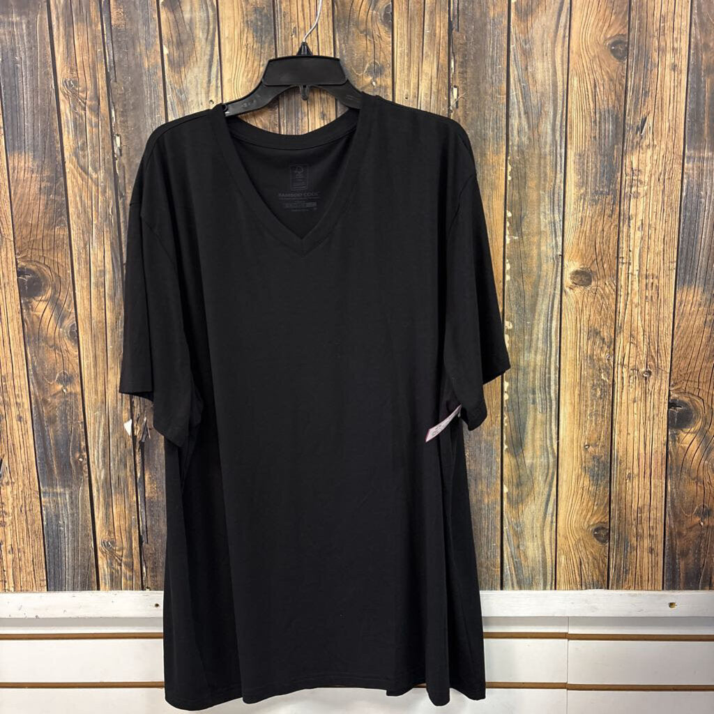 Bamboo Black V-Neck Top (2), Mens 3X