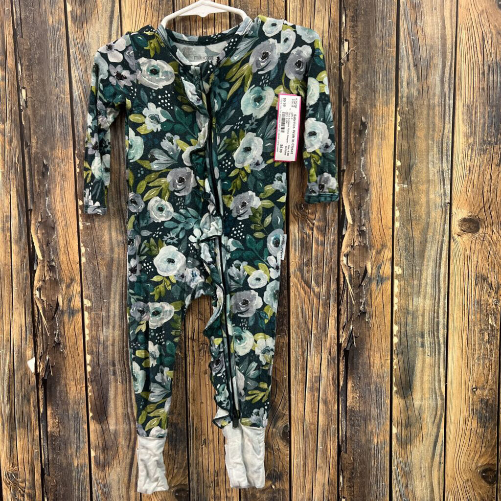 Teal Bamboo Floral Sleeper, Girls 6-9M