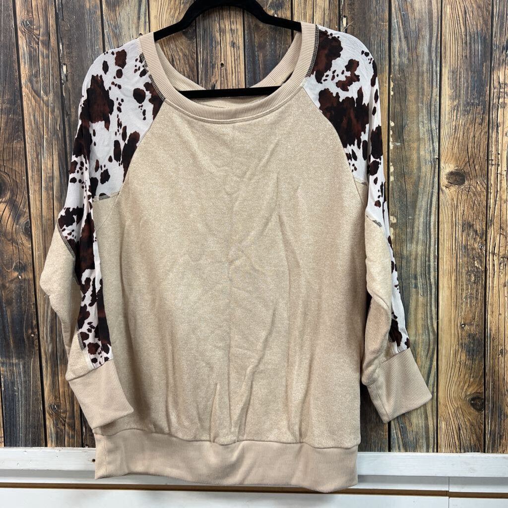 Cow print top women's M