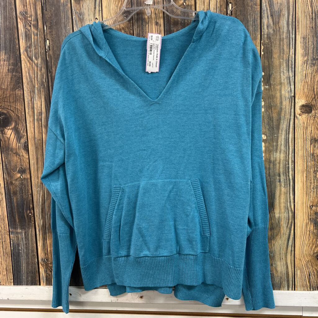 Cabi Blue Hooded Sweater, Women's L