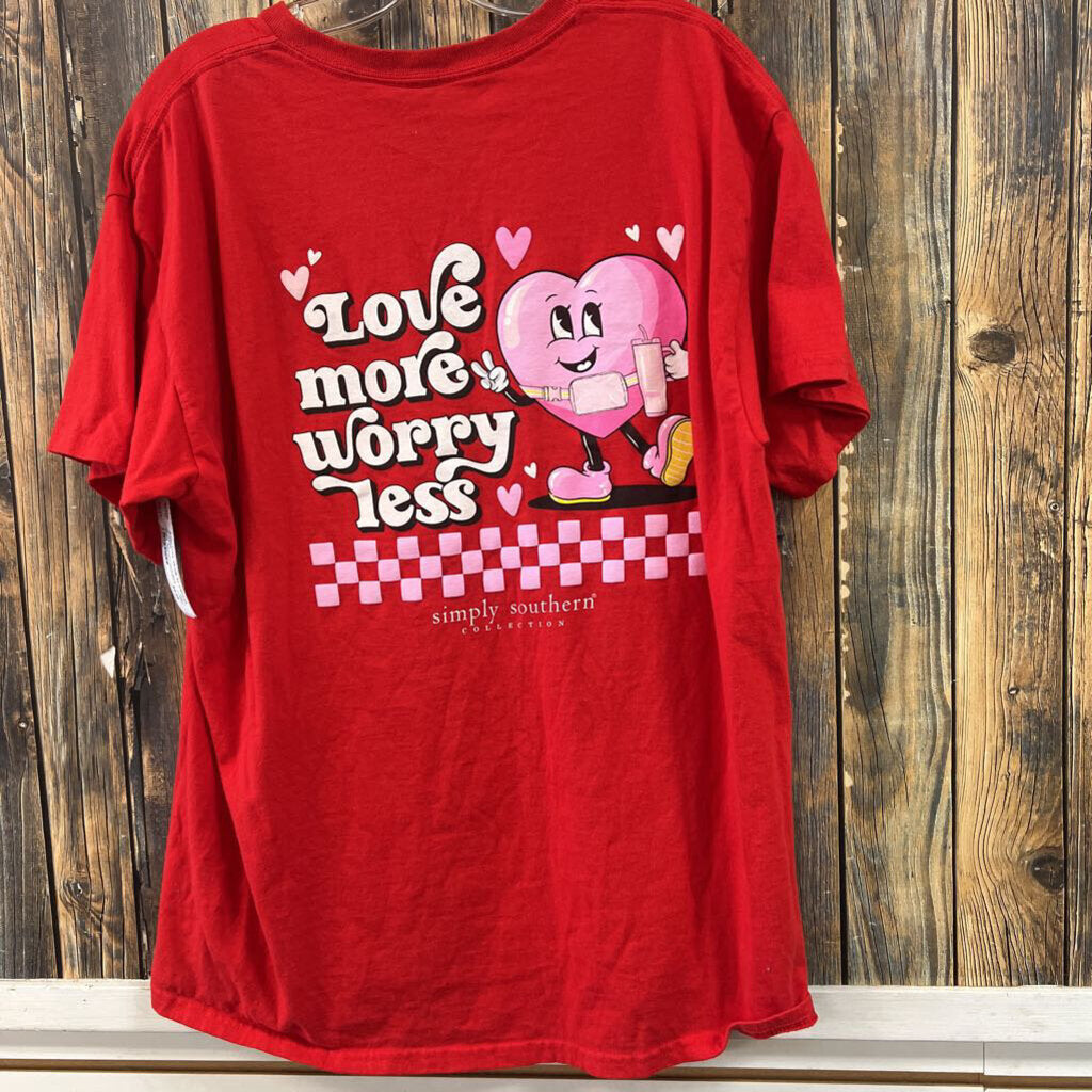 Simply Southern Love More Worry Less Tee, Womens L