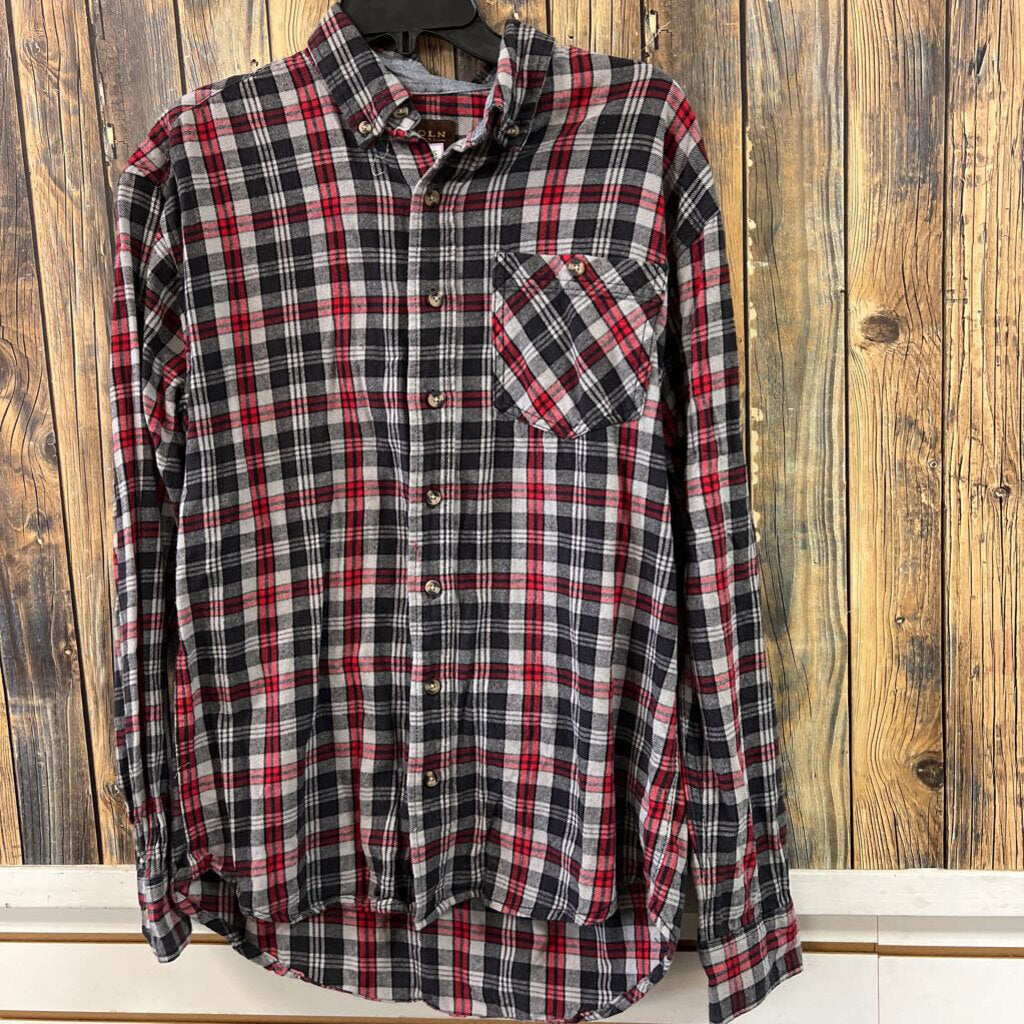 Lincoln Outfitters Grey/Red Button Up, Mens M