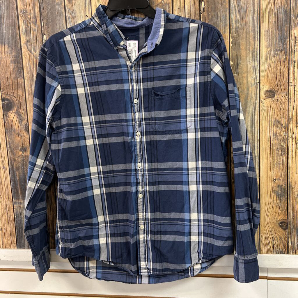 American Eagle Classic Fit Blue Button Up, Mens L