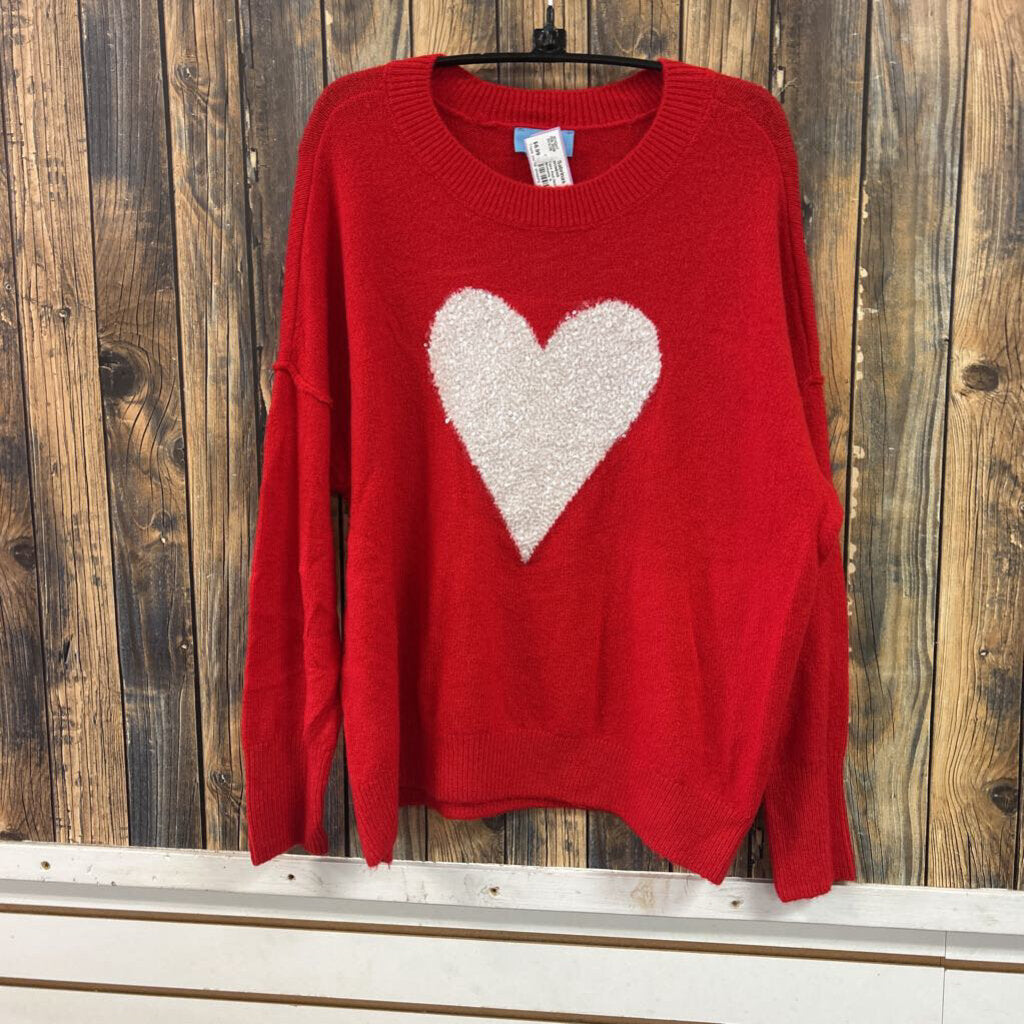 Cece Red Heart Sweater, Womens S