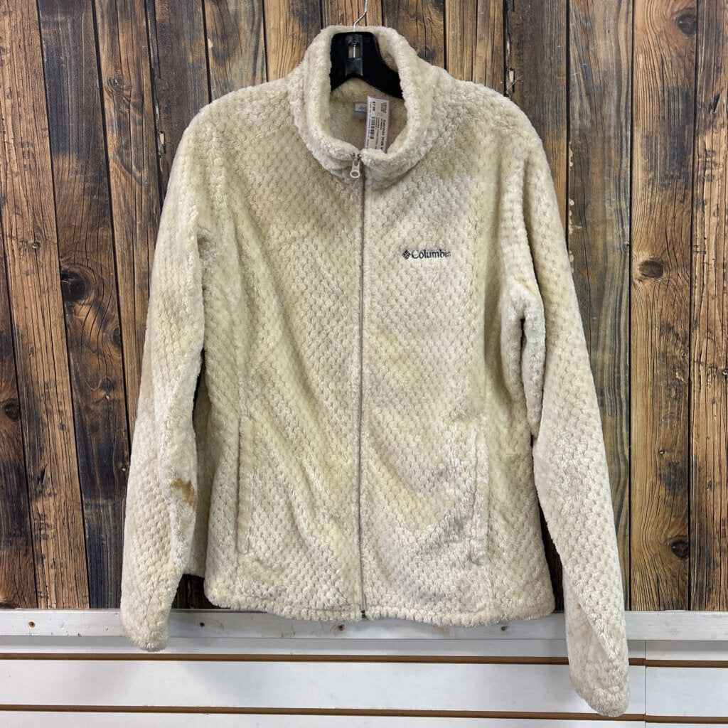Columbia Cream Fuzzy Jacket, Womens L