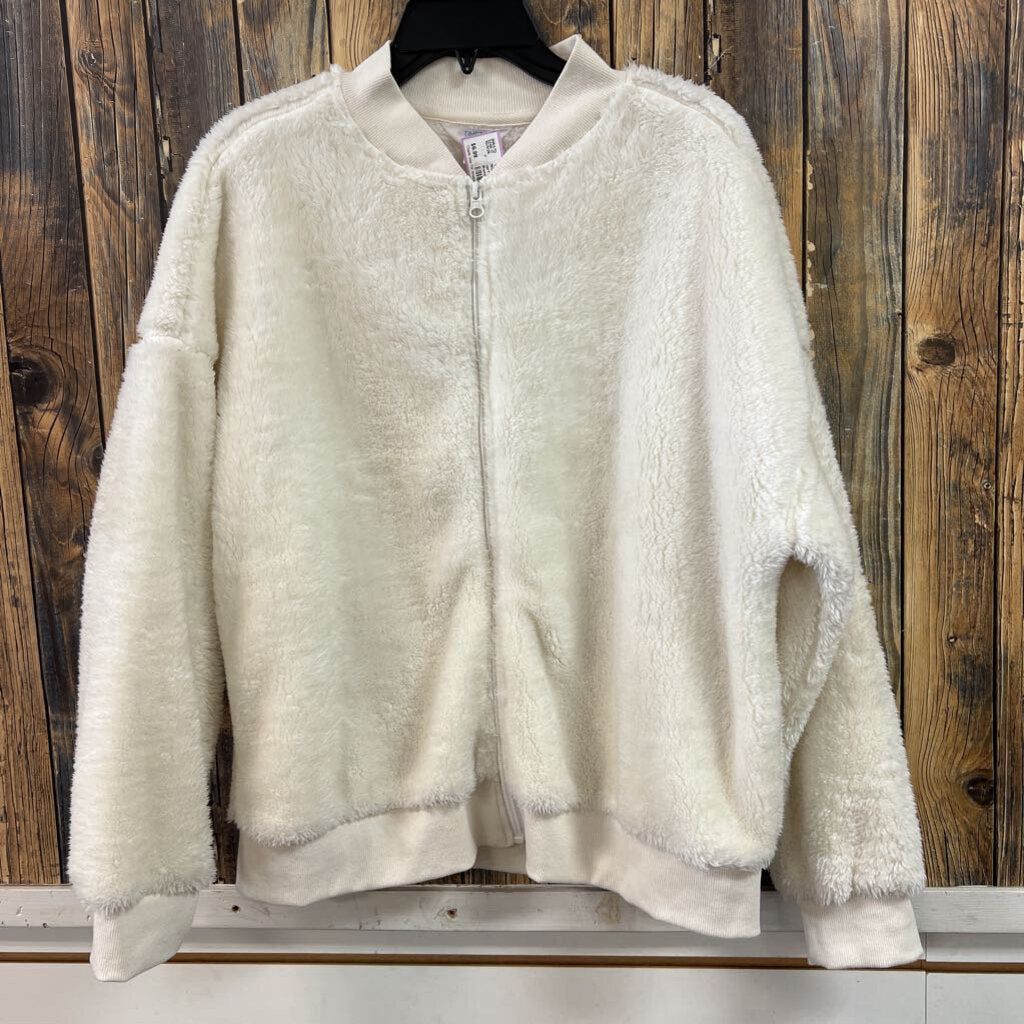NWT White Fuzzy Jacket, Womens L