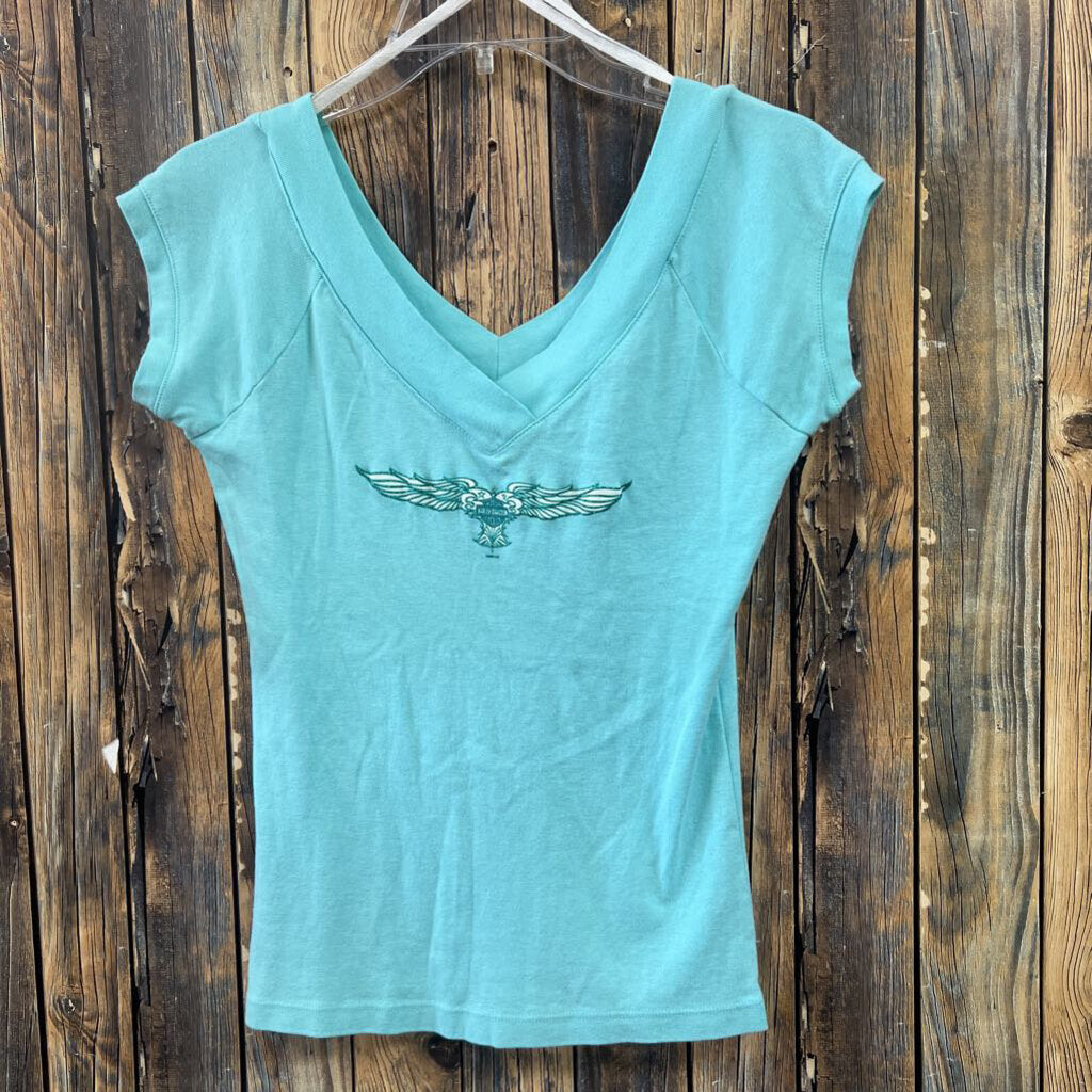 Harley Davidson Blue Top, Womens M