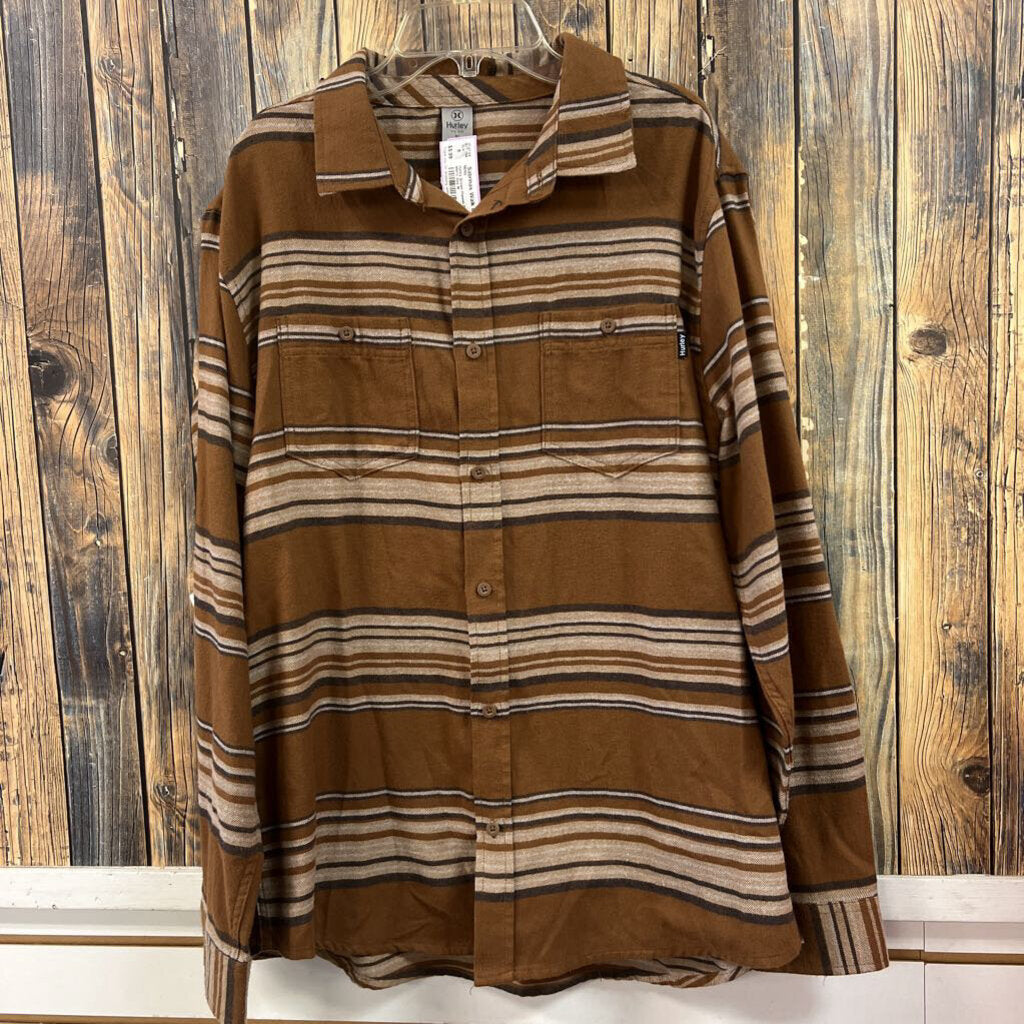 Hurley Brown Flannel Shirt Men's Size M