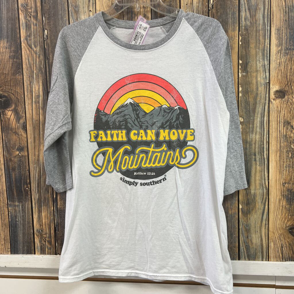 Simply Southern Faith Can Move Mountains Women's Size M