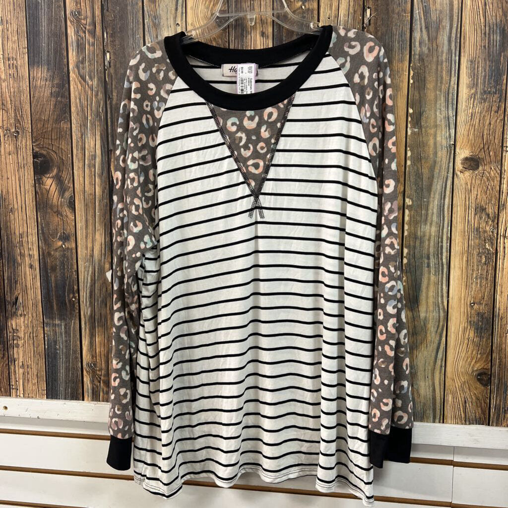 Haptics Animal Print Striped Top, Womens XL
