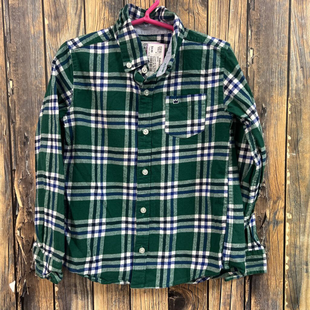 Crown & Ivy Green Plaid Button Up, Boys 6