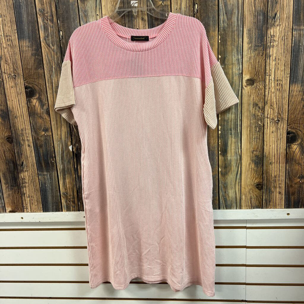NWT Pink Ribbed Dress, Womens L
