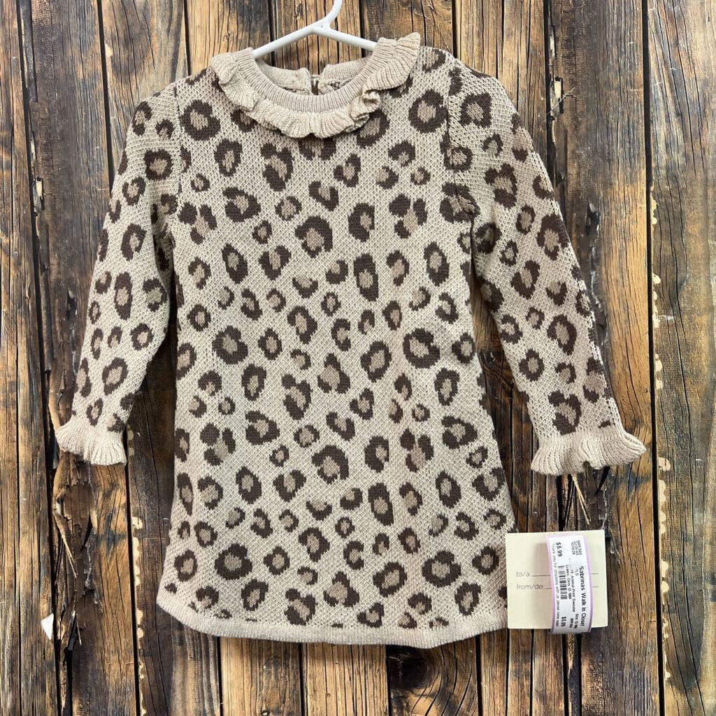 NWT Animal Print Sweater Dress, Girls 12-18M