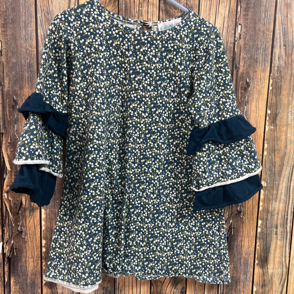 Elizabeth Cate Teal Floral Tunic Dress, Girls 4
