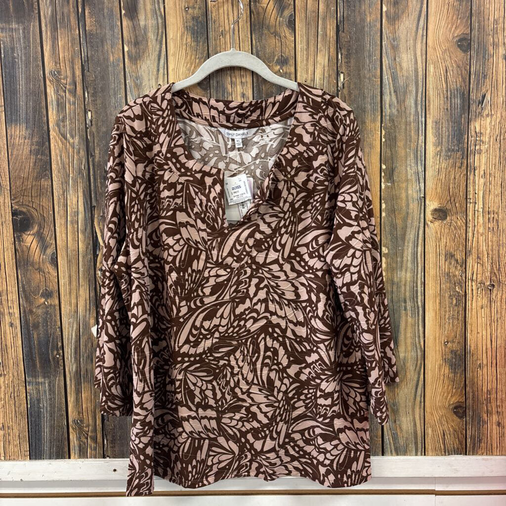 NWT Emily Daniels Brown Top, Womens XL