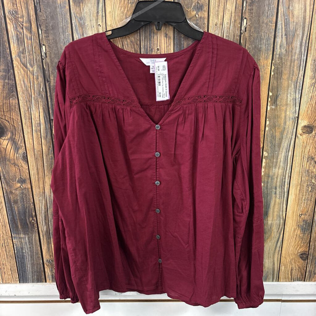 NWT Wine Red Top, Womens XL