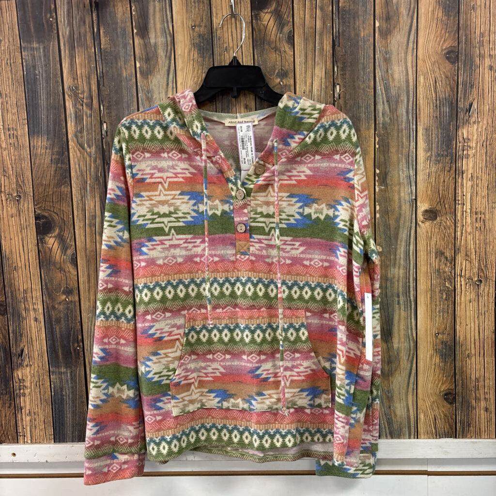 NWT Above & Beyond Soft Aztec Hooded Top, Womens XL