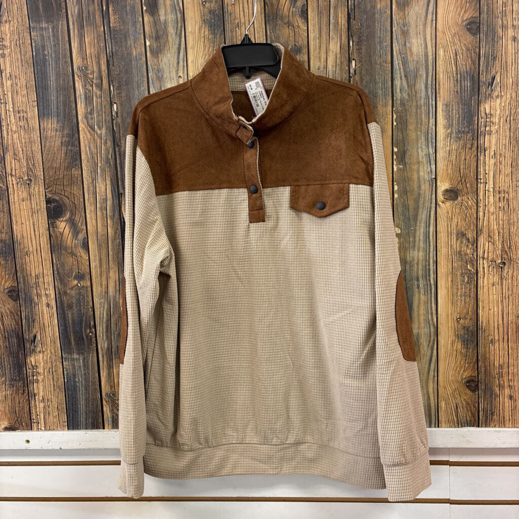 Tan Waffle Weave Pullover, Womens M