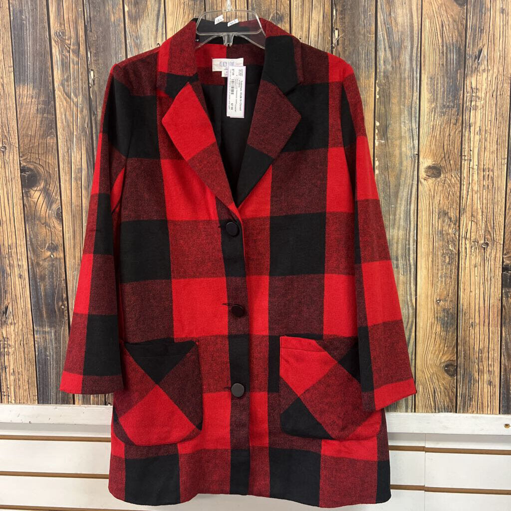 Peach Love Checkered Jacket, Women's S