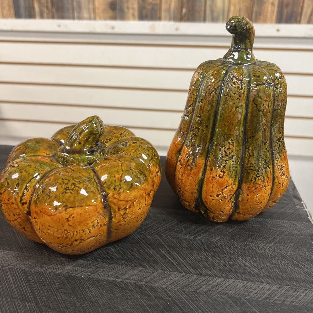 Glass 2 PC Pumpkin/Gourd Set - NO SHIP - 7x4 & 5x5
