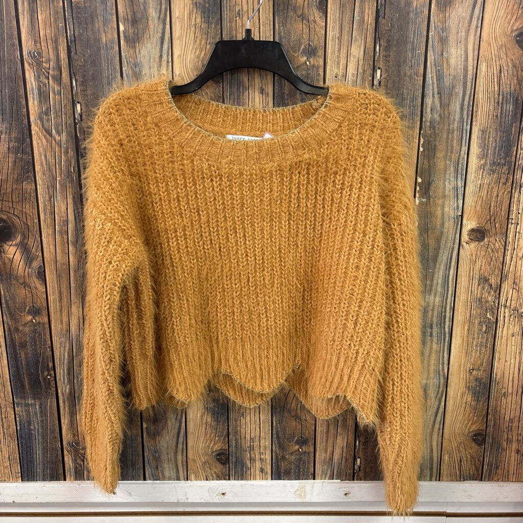 Ivory Rose Mustard Crop Sweater, Womens S