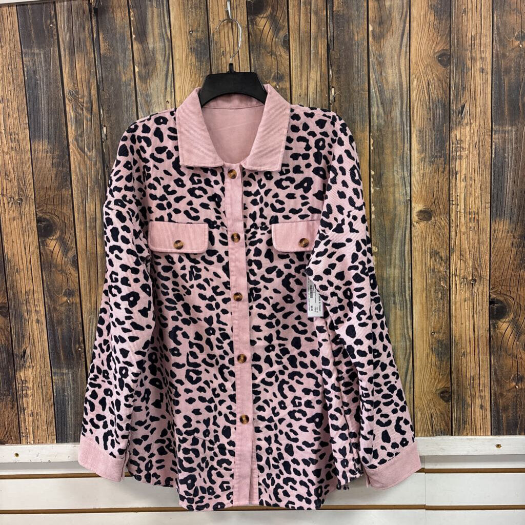 Pink Animal Print Shacket, Womens 2X