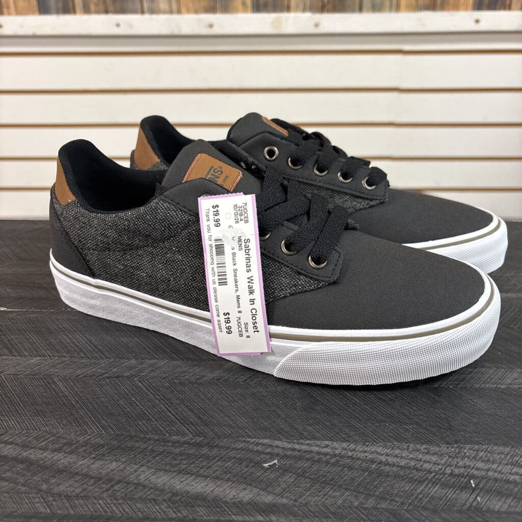 Vans Black Sneakers, Mens 8