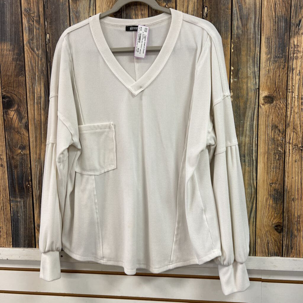 Ribbed White Shirt, Women's L