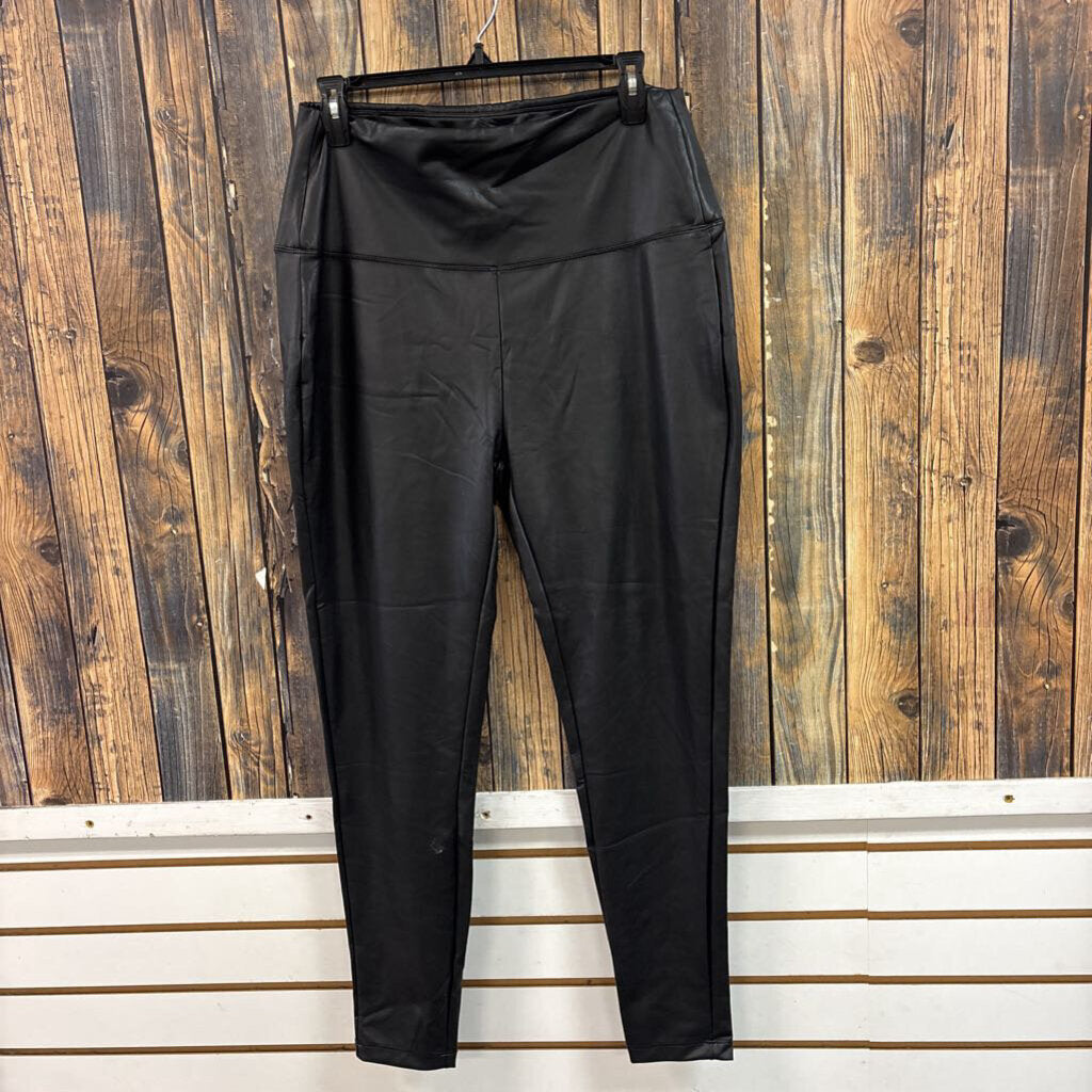 Zenana Pleather Black Leggings, Womens 1X