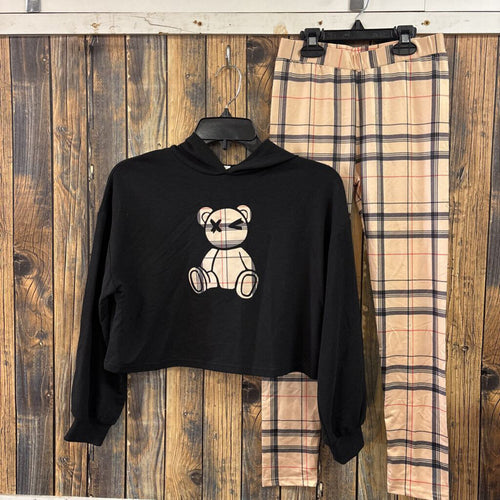 2 PC Hooded Bear Top Set, Girls 10