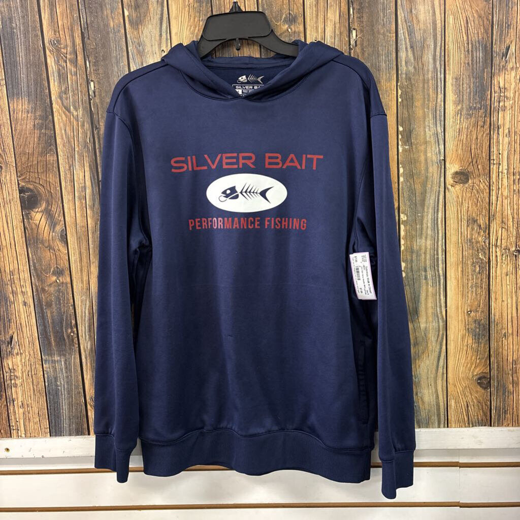 Silver Bait Navy Hoodie, Mens M
