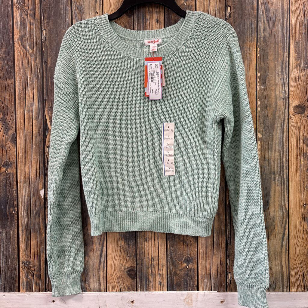 NWT Cat & Jack Green Sweater, Girls 10/12
