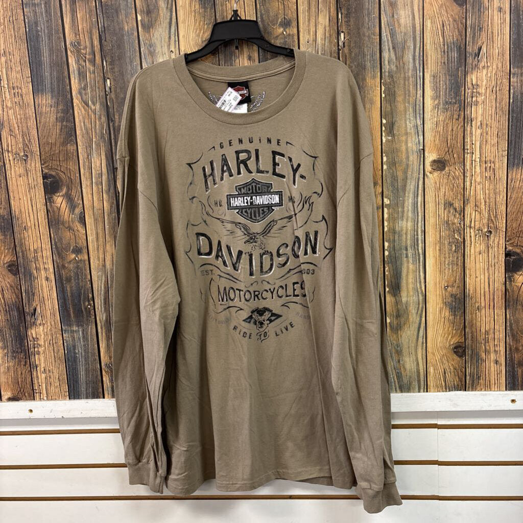 Harley Davidson Tan Shirt, Men's 2XL