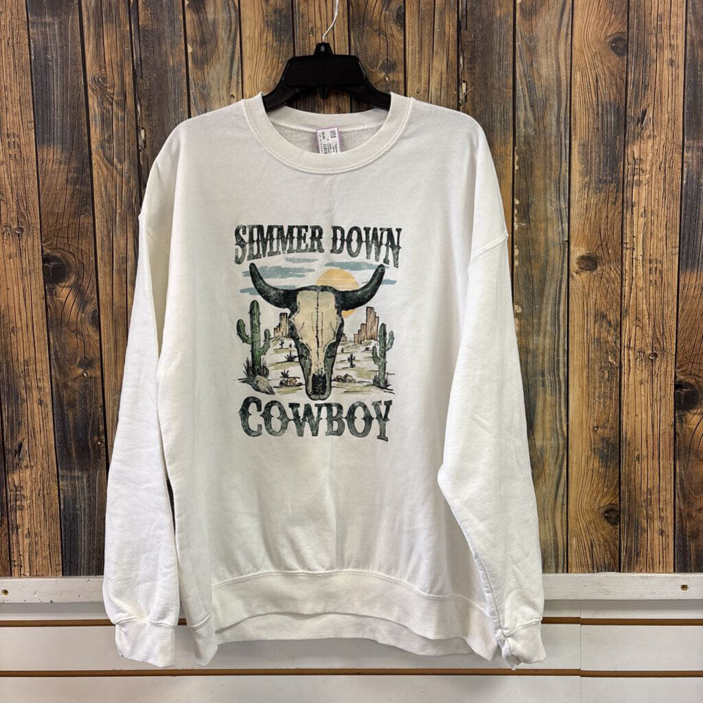 Simmer Down Cowboy Sweatshirt, Womens L/XL