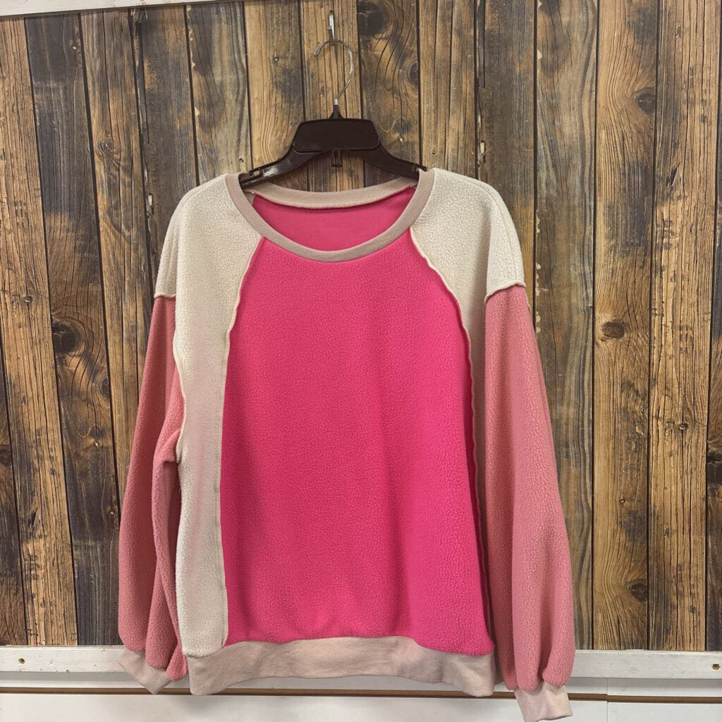 Fuzzy Tri-Tone Sweatshirt, Women's L
