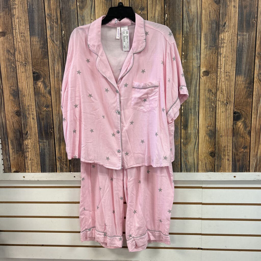 Pink Striped PJ Set, Women's 2XL