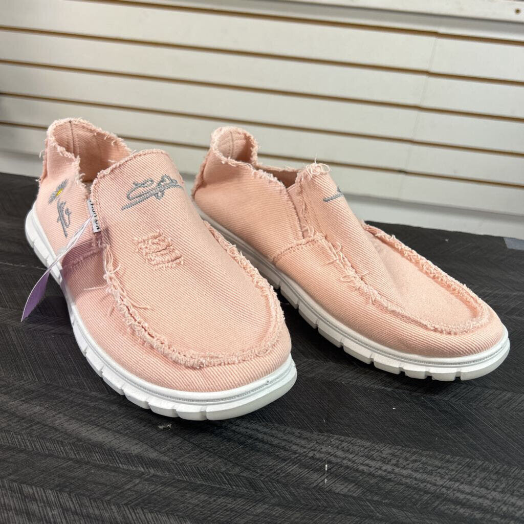 Pink Daisy Slip Ons, Womens 9